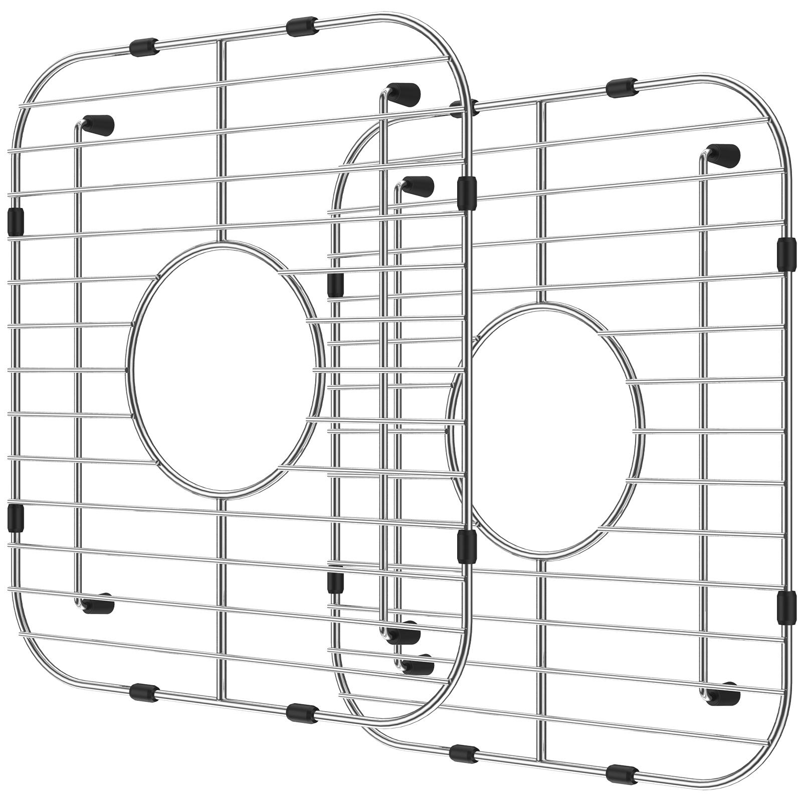 Решетка для кухонной мойки Нержавеющая сталь Защита для раковины Двухсекционная Решетка на дно раковины Универсальная Решетка-сушилка для посуды Подходит для раковины 13x12