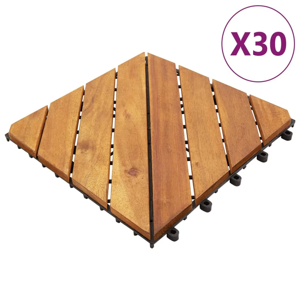 vidaXL Decking Tiles 30 pcs Brown 30x30 cm Solid Wood Acacia Gardening supplies/garden buildings/garden floors